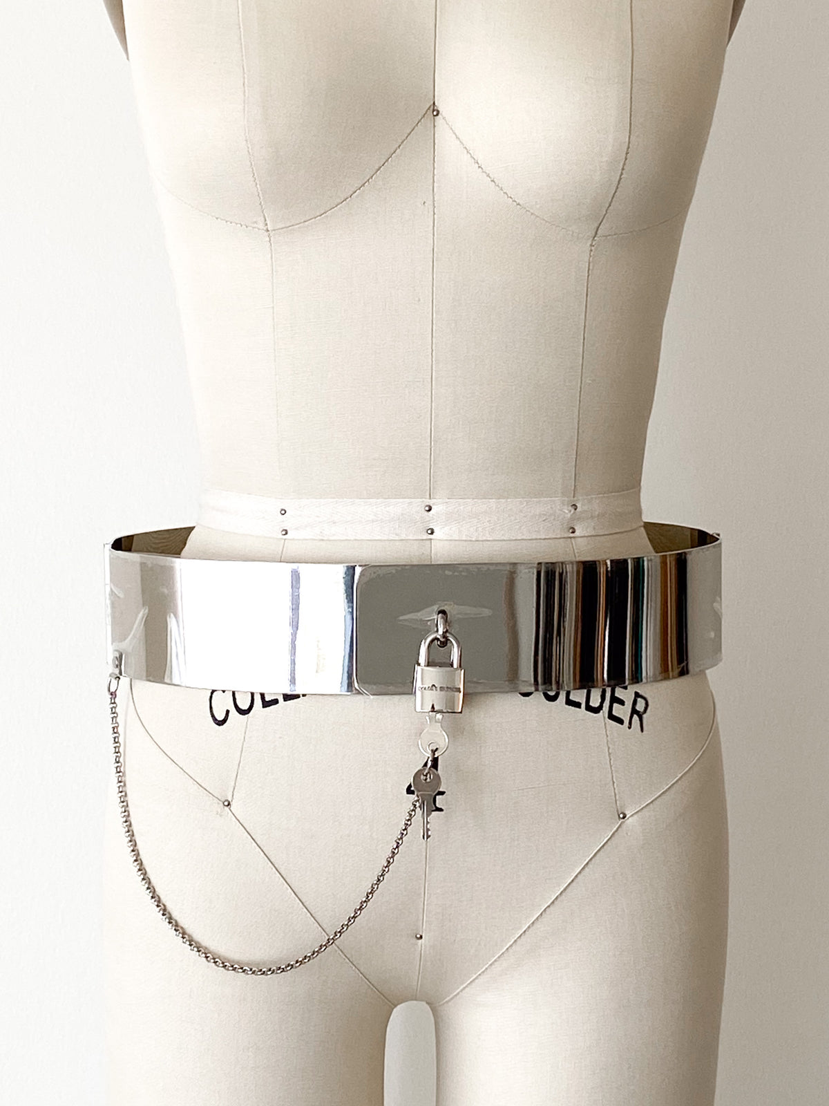 Vintage Dolce & Gabbana Runway Metal Corset Belt Dolce & Gabbana Padlock & Key Corset Belt - Silver Belts  main image 4