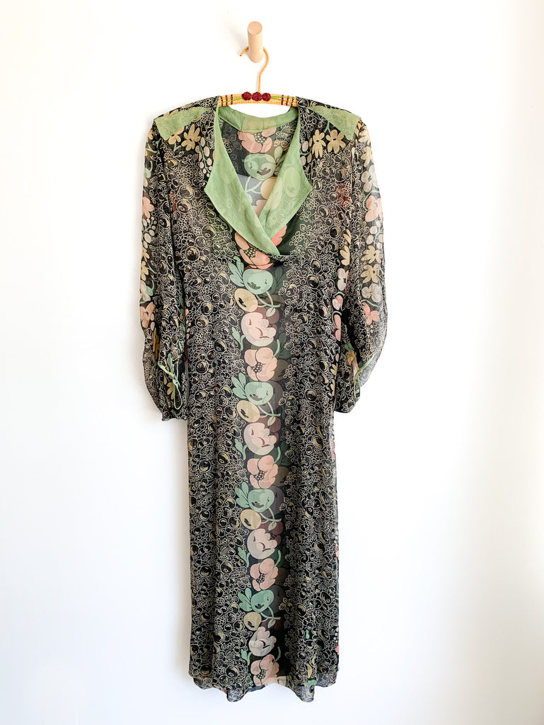 1920’s Floral Silk Chiffon Dress – Carny Couture