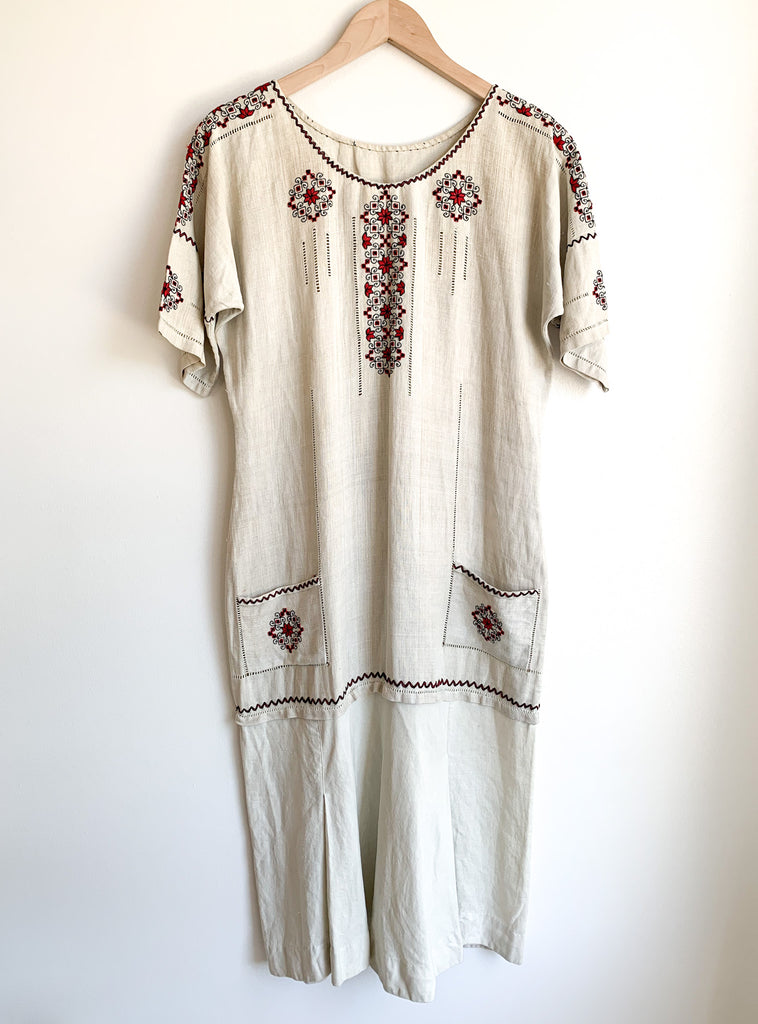 Antique Embroidered Linen Dress Carny Couture Antique Embroidered Linen Dress Carny Couture