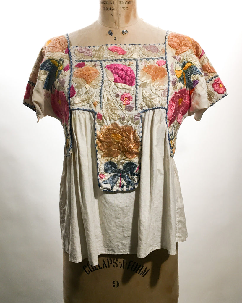 1920/30's Cotton Floral Embroidered Blouse