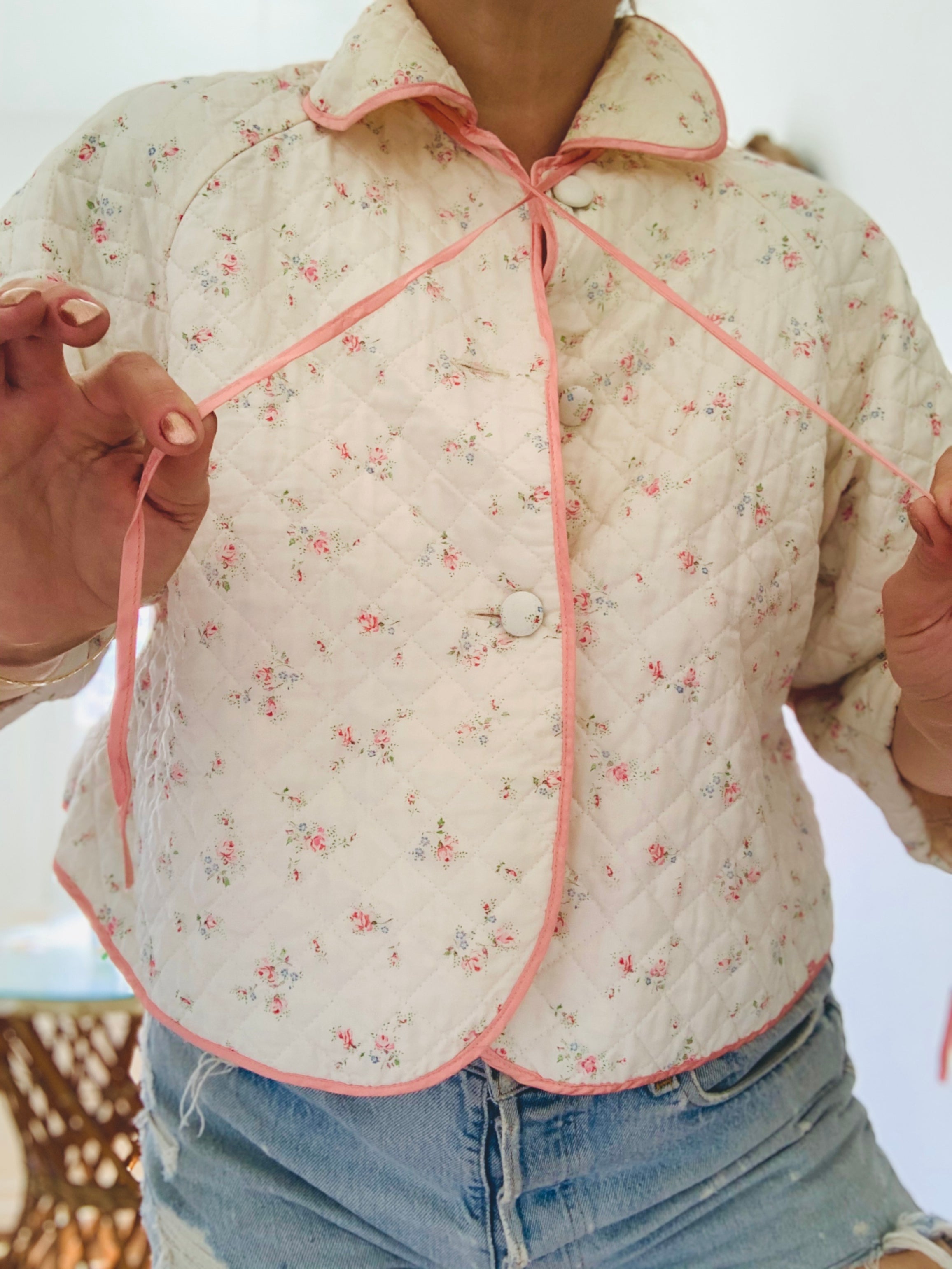 Pink Floral Quilted Jacket Carny Couture