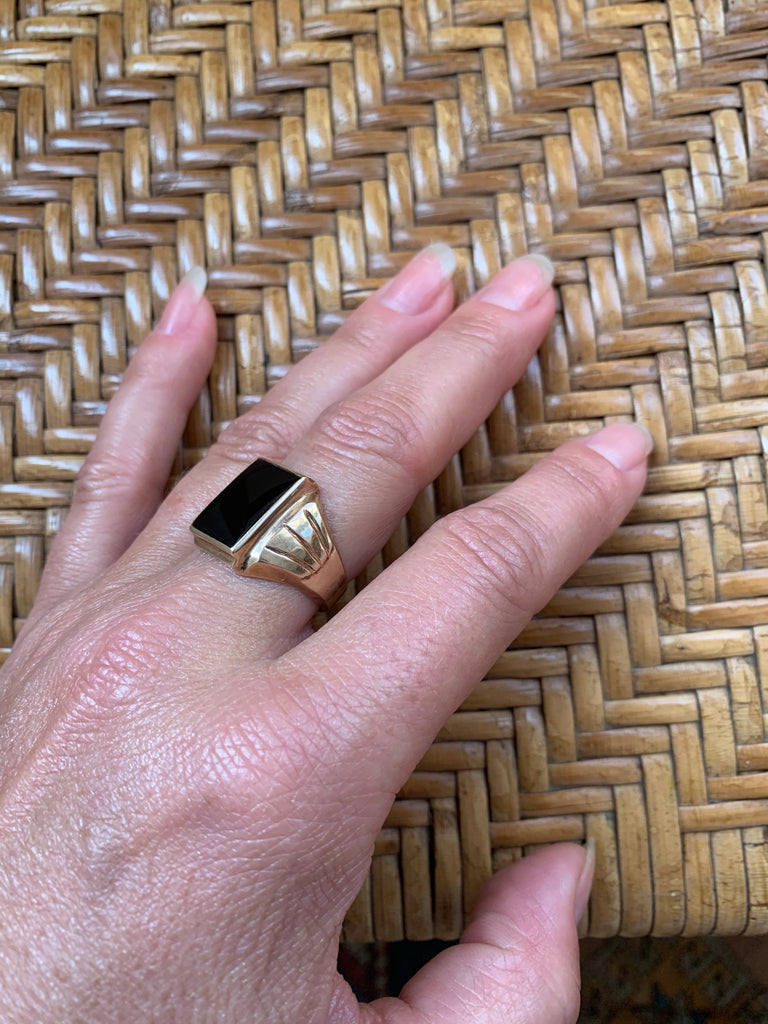 Gold Black Onyx Ring – Carny Couture - Main Image